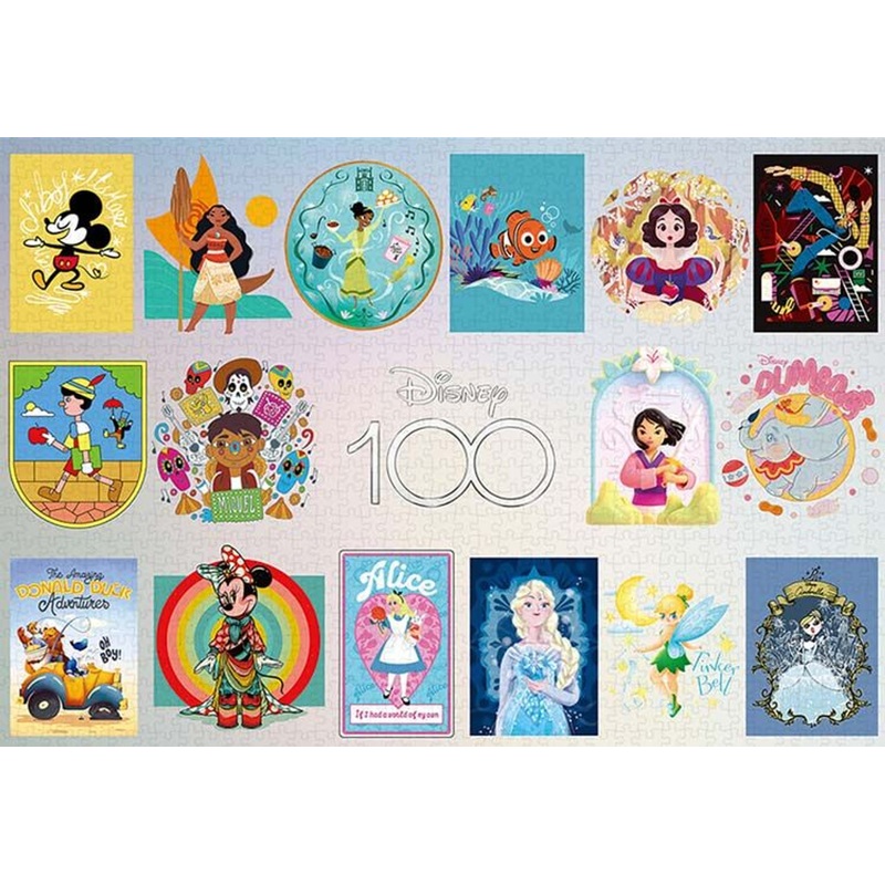 Tenyo D1000-014 Jigsaw Puzzle Disney 100 : Global Artist Series (All Characters) (1000 Pieces)
