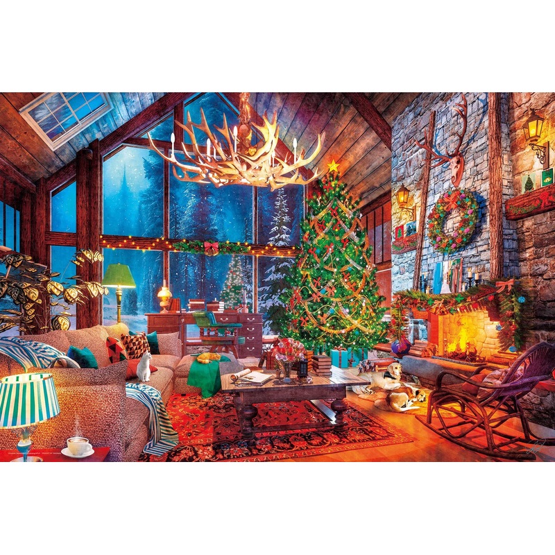 Jigsaw Puzzle Christmas Living Room on a Snowy Night (1000 Pieces)