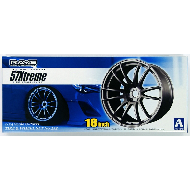 Aoshima 09154 Tire & Wheel Set No.152 Gram Lights 57 Xtreme 18 inch 1/24 Scale Kit