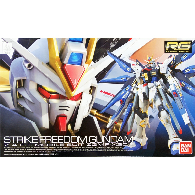 Bandai RG 14 RG Strike Freedom Gundam Z.A.F.T. Mobile Suit ZGMF-X20A 1/144 Scale Kit