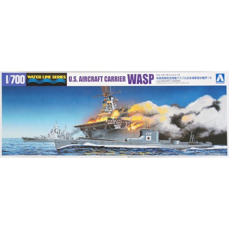 Aoshima Waterline 10303 US Aircraft Carrier WASP & Submarine I-19 1/700 scale kit