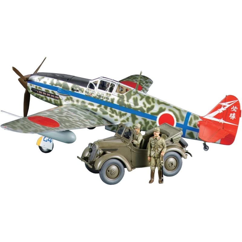 Tamiya 25203 1/48 Kawasaki Ki-61-Id Hien (Tony) & 4×4 Light Vehicle Kurogane Set Plastic Model