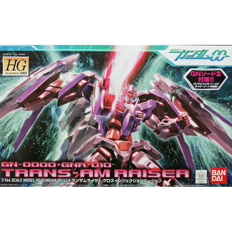 Bandai HG OO 42 Gundam GN-0000+GNA-010 TRANS-AM RAISER 1/144 Scale Kit