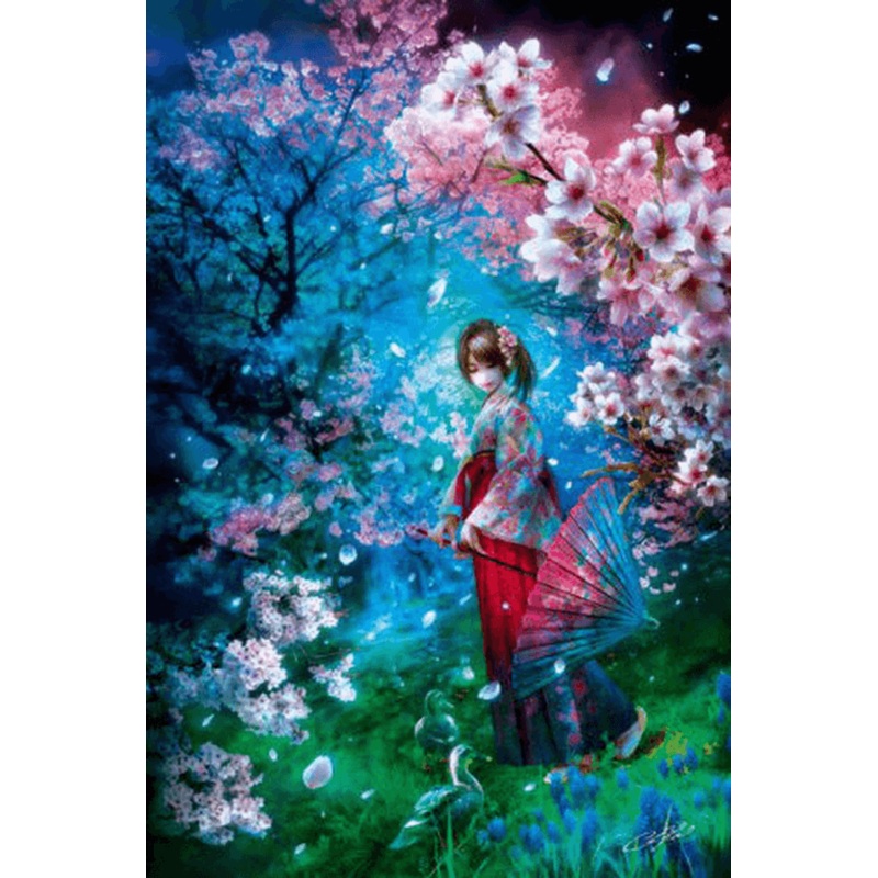 APPLEOne Jigsaw Puzzle 1000-750 Sakura Girl (1000 Pieces)
