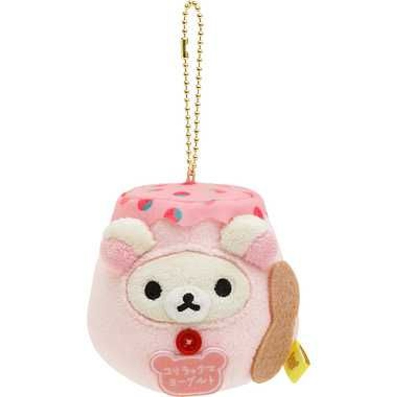 San-x Rilakkuma Keychain Plush Strawberry Yogurt – Korilakkuma