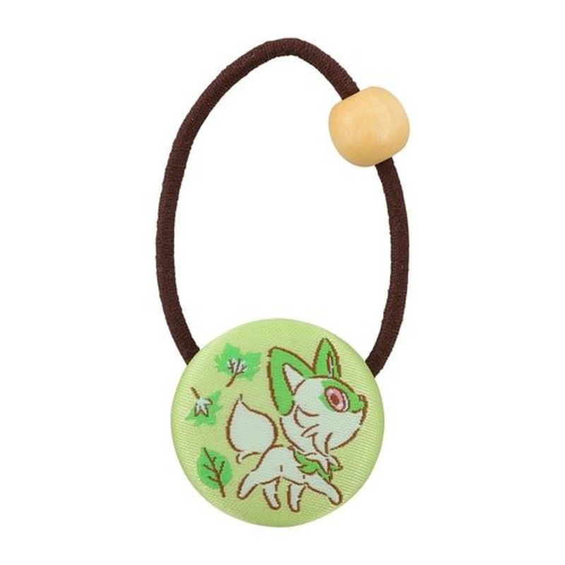 Pokemon Center Original Walnut Button Hair Elastic Sprigatito Green