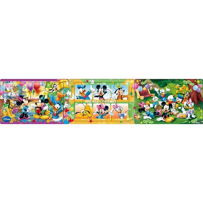 Apollo-sha 24-174 Jigsaw Puzzle Disney Mickey & Goods Friends Panorama Puzzle (8+12+16 Pieces)
