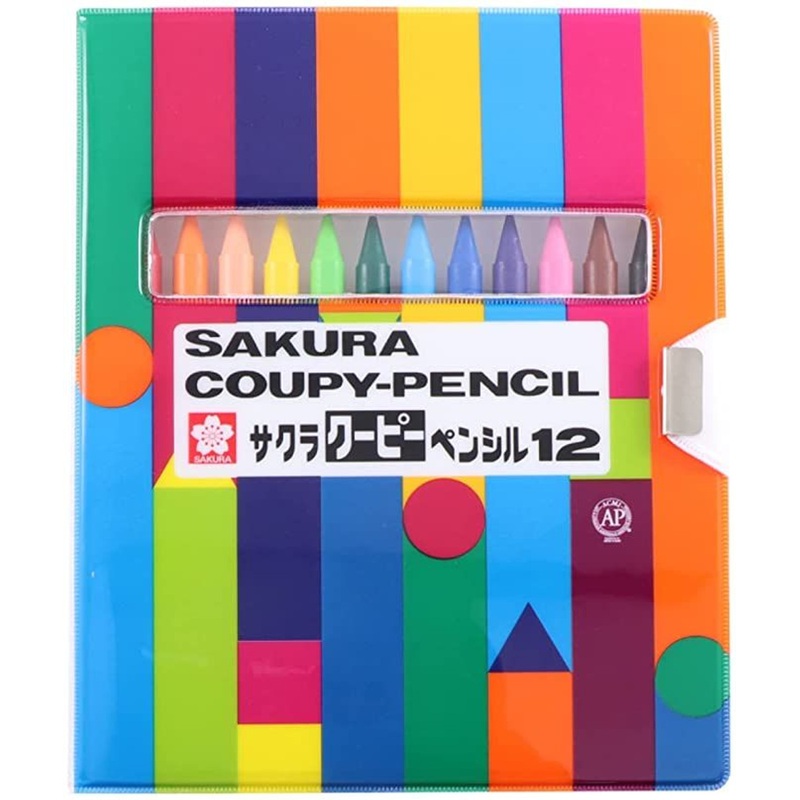 SakuraCraypas Coupy Pencil 12 Colors (Soft Case)