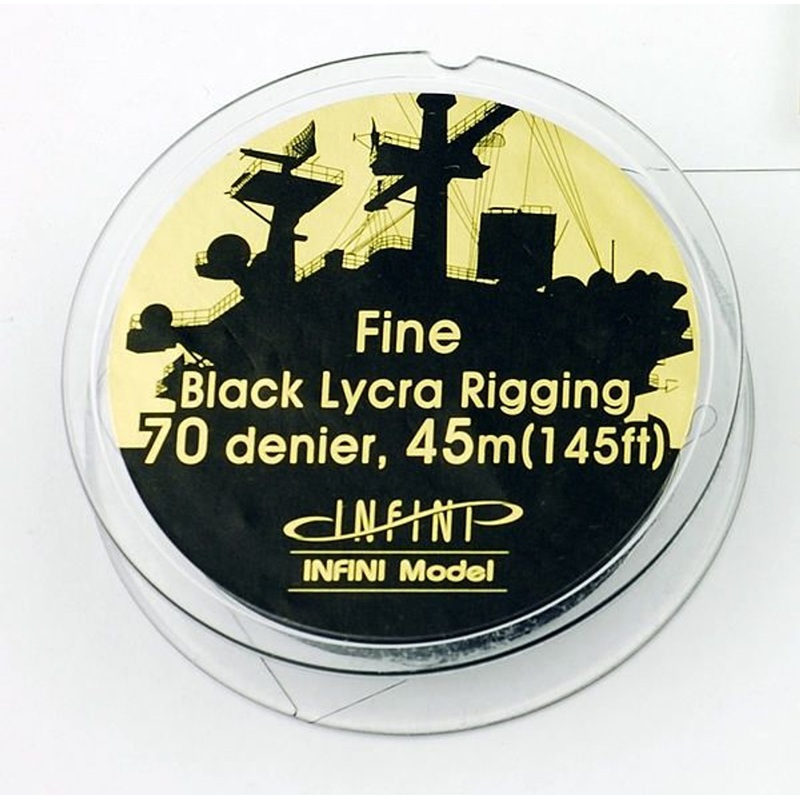 INFINI Model Fine Black Lycra Rigging 70 Denier 45m (145ft)