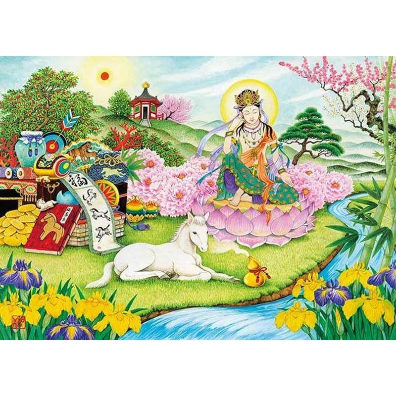 Jigsaw Puzzle The White Horse and Kannon Bodhisattva (500 Pieces)