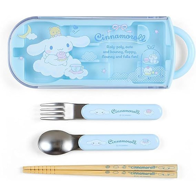 Sanrio Fork Spoon Chopsticks Tableware Set with Case – Cinnamoroll