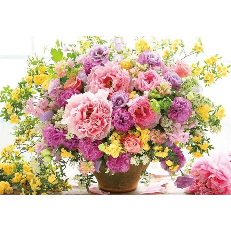 Beverly 300-010 Jigsaw Puzzle Wish You Good Luck Pink and Yellow Flowers (300 Pieces)