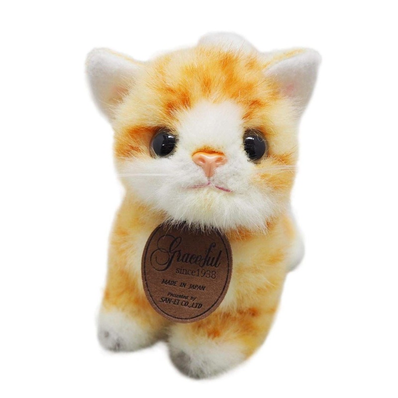 San-ei Graceful Revived Kitten Miya Gold Standing Plush Purely Made In Japan