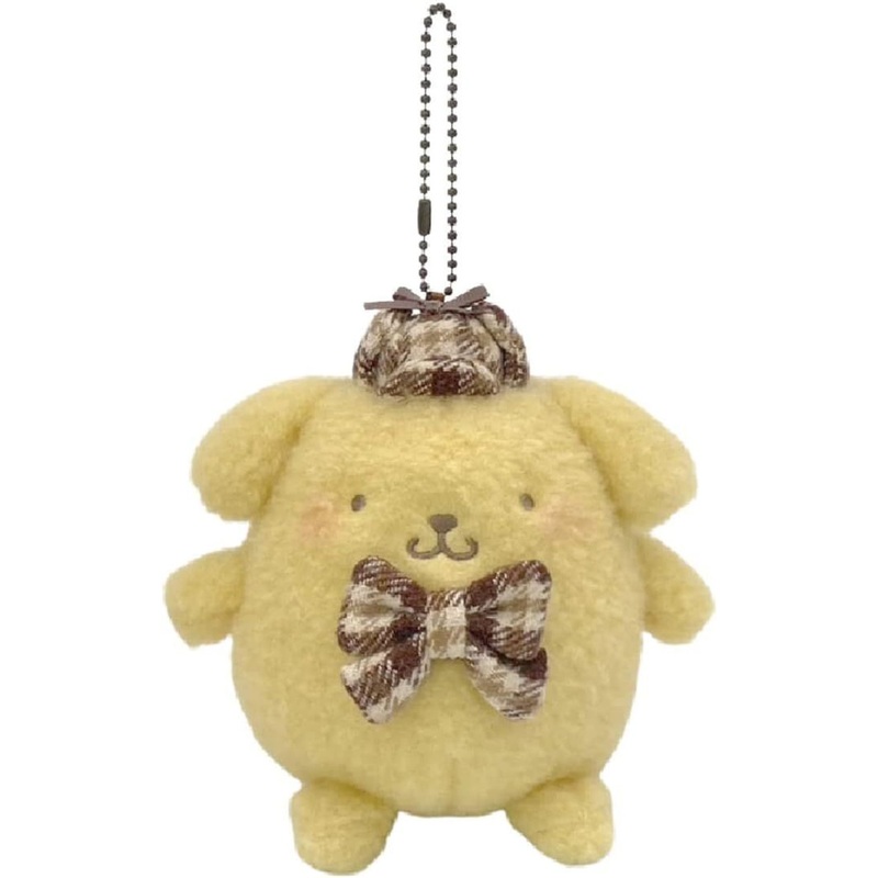 Nakajima Sanrio Plush Mascot Holder Pom Pom Purin (Fluffy Mocha Check)