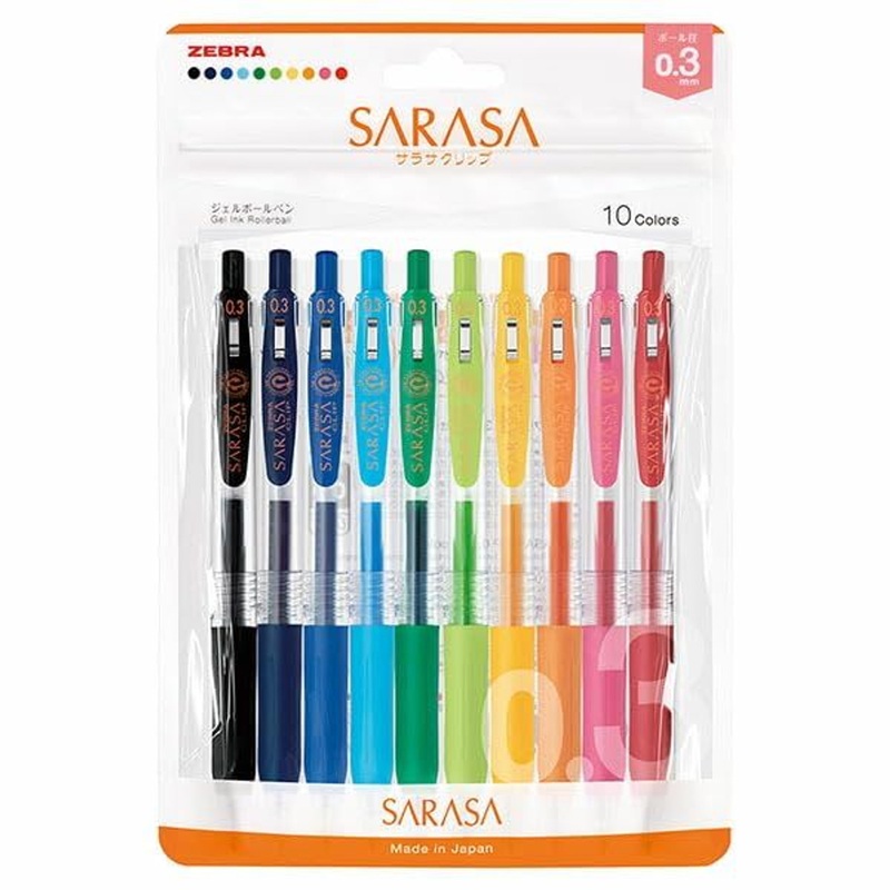 Zebra Gel Ballpoint Pen Sarasa Clip 10 Color Set N JJH15-10C-N