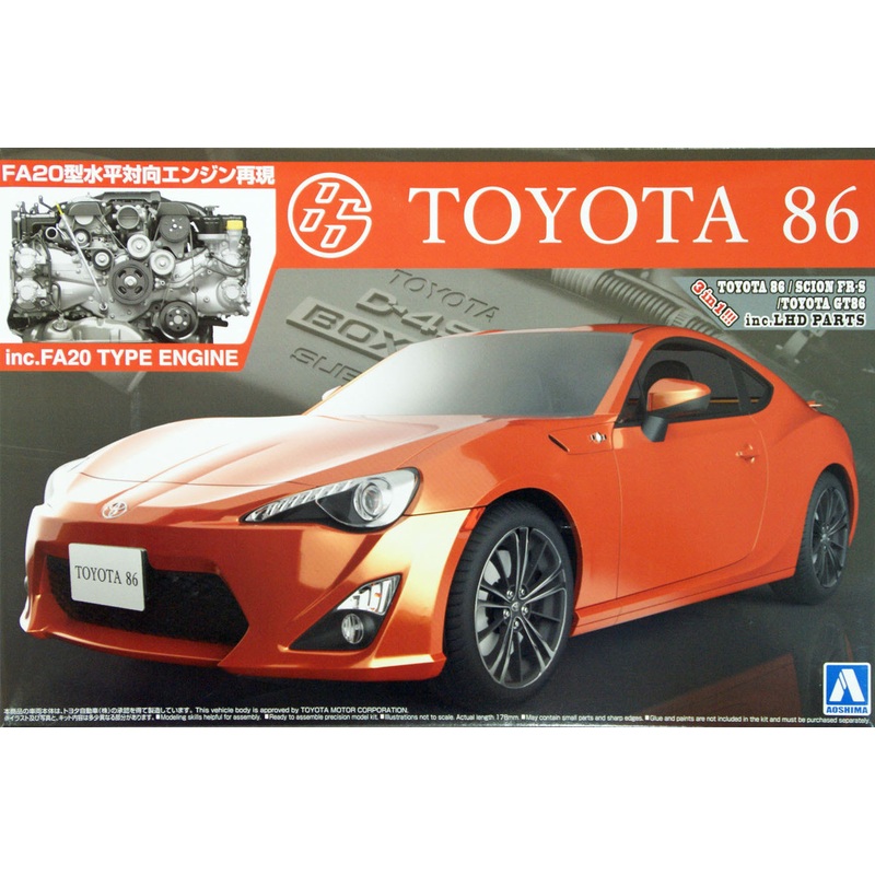 Aoshima 07600 Toyota 86 with FA20 Type Engine (inc. LHD parts) 1/24 Scale Kit