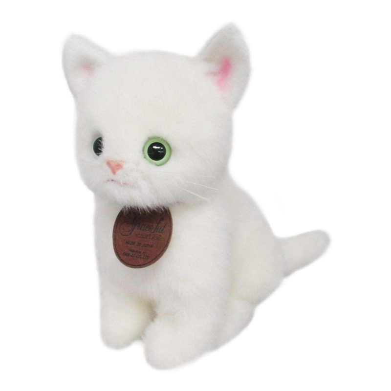 San-ei Graceful Cat Sitting White Cat Plush Toy