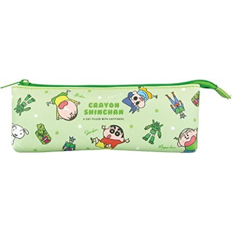 T’s Factory Slim Green Boat-Shaped Pouch Pencil Case Crayon Shin-chan