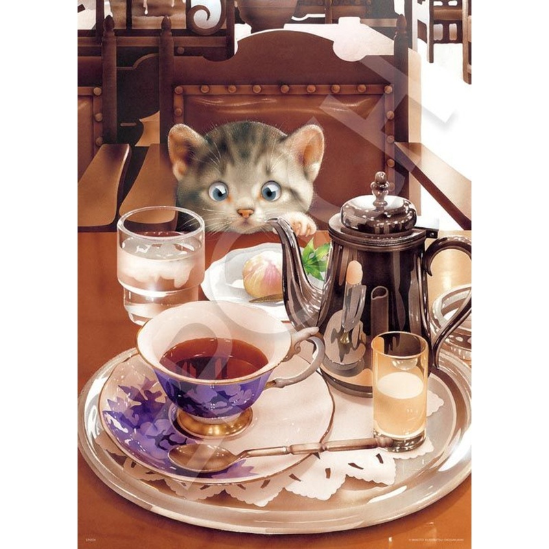 Epoch 06-519s Jigsaw Puzzle Tea Time & Kitten (500 Pieces)