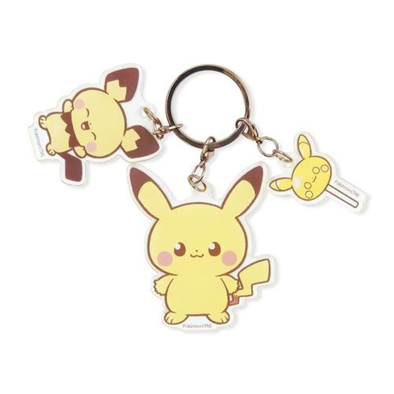 Pokemon Center Original Triple Acrylic Key Chain PokePeace Pikachu & Pichu