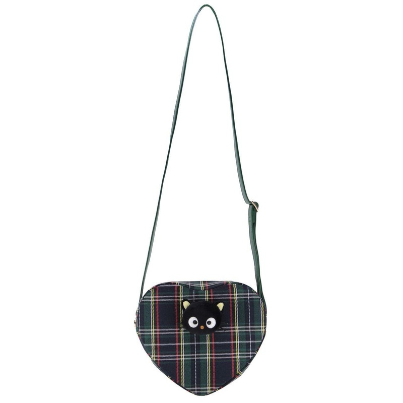 T’s Factory Sanrio Tartan Check Heart-Shaped Pochette Chocolate Cat