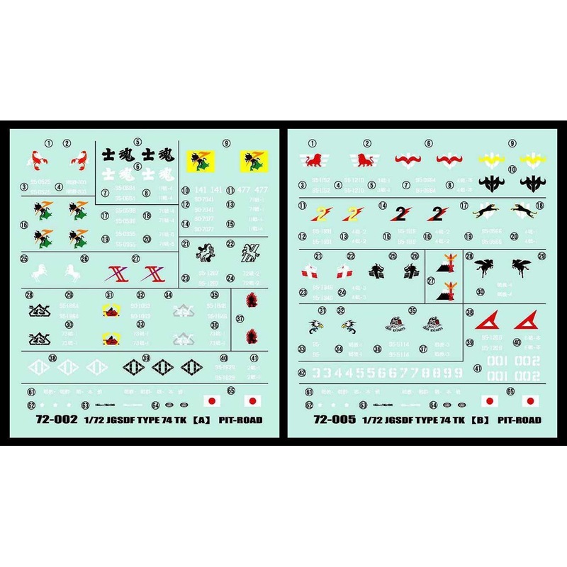 Pit-Road Skywave DP-08 JGSDF Type 74 Tank Decal Sheet for 1/72 Scale Kit