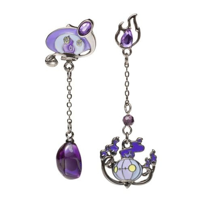 Pokemon Center Original Earring Shinka no Ishi Lampent & Dusk Stone Chandelure