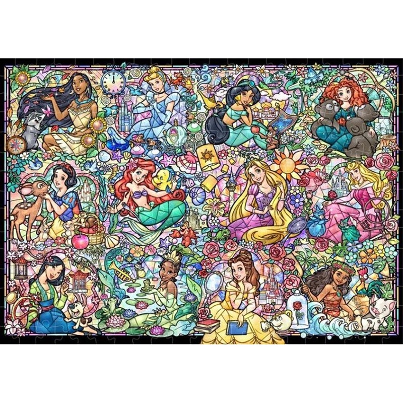 Tenyo D300-057 Jigsaw Puzzle Disney Princess Collection Stained Glass (300 Pieces)