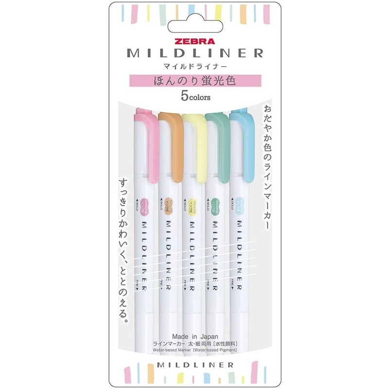 Zebra Highlighter Mild Liner NC 5 Color Set Mild