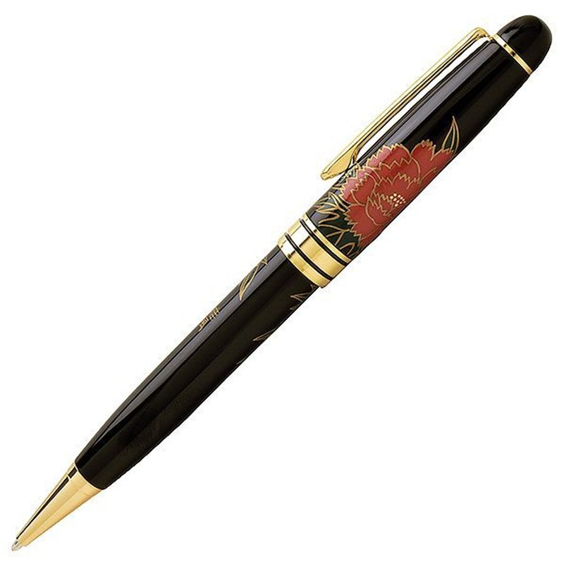 AZONX Wajima Gold Lacquer Maki-e Ballpoint Pen -Gafu- Peony