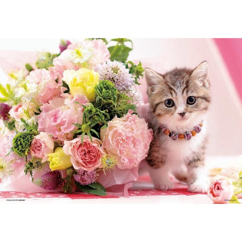 Beverly 500S-007 Jigsaw Puzzle Sweet Flower Cat (500 S-Pieces)
