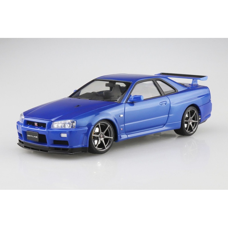 Aoshima 1/24 Nissan BNR34 Skyline GT-R V Spec II ’00 Bayside Blue Pre-Painted Plastic Model