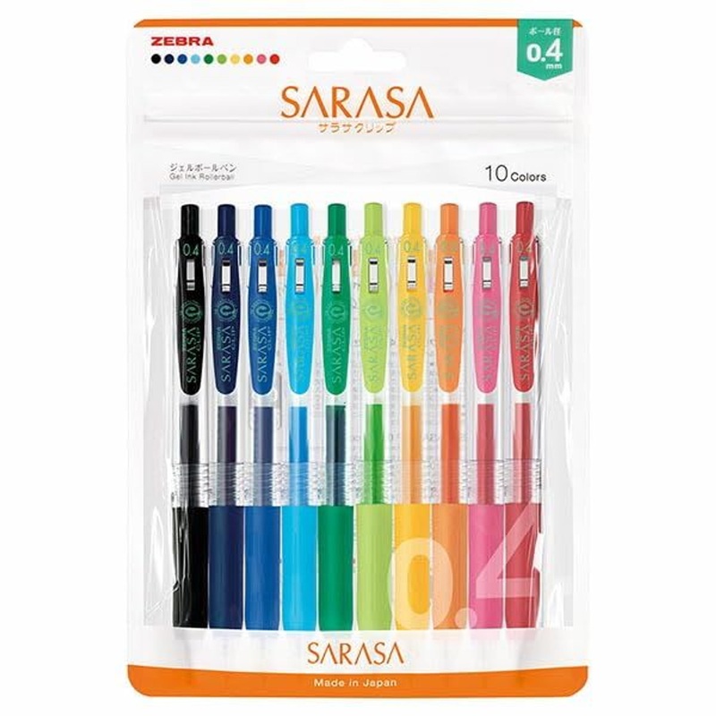 Zebra Gel Ballpoint Pen Sarasa Clip 0.4 Mm 10 Color Set N JJS15-10C-N