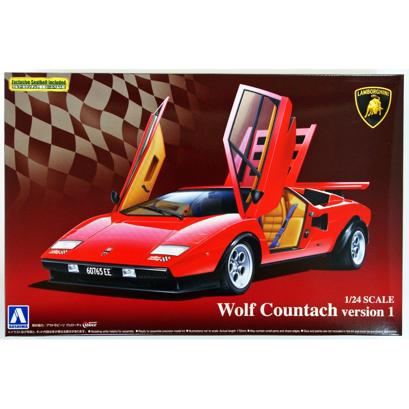 Aoshima 49600 Lamborghini Countach Wolf Countach Version 1 1/24 Scale Kit