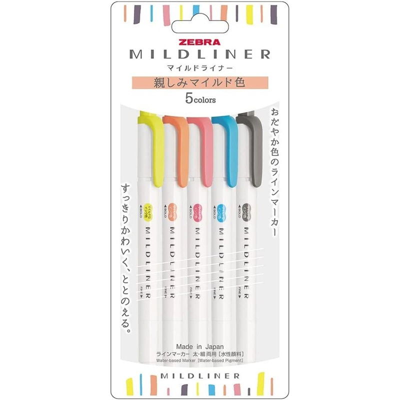 Zebra Highlighter Mild Liner NC 5 Color Set Friendly Mild