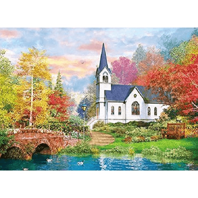 APPLEOne Jigsaw Puzzle 500-233 Dominic Davison White Church Hill (500 Pieces)