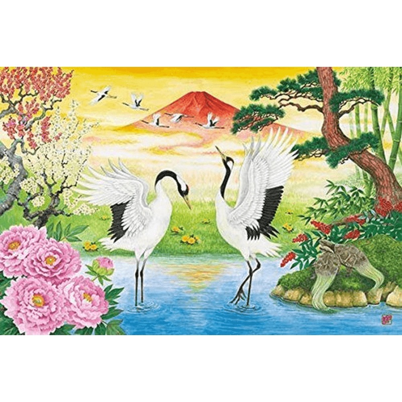 APPLEOne Jigsaw Puzzle 1000-777 Japanese Art Crane Couple (1000 Pieces)