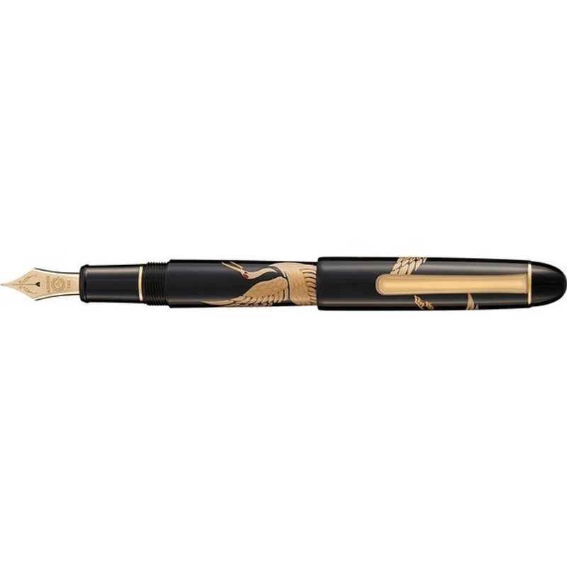 AZONX Wajima Gold Lacquer Maki-e Fountain Pen -Gafu- Crane