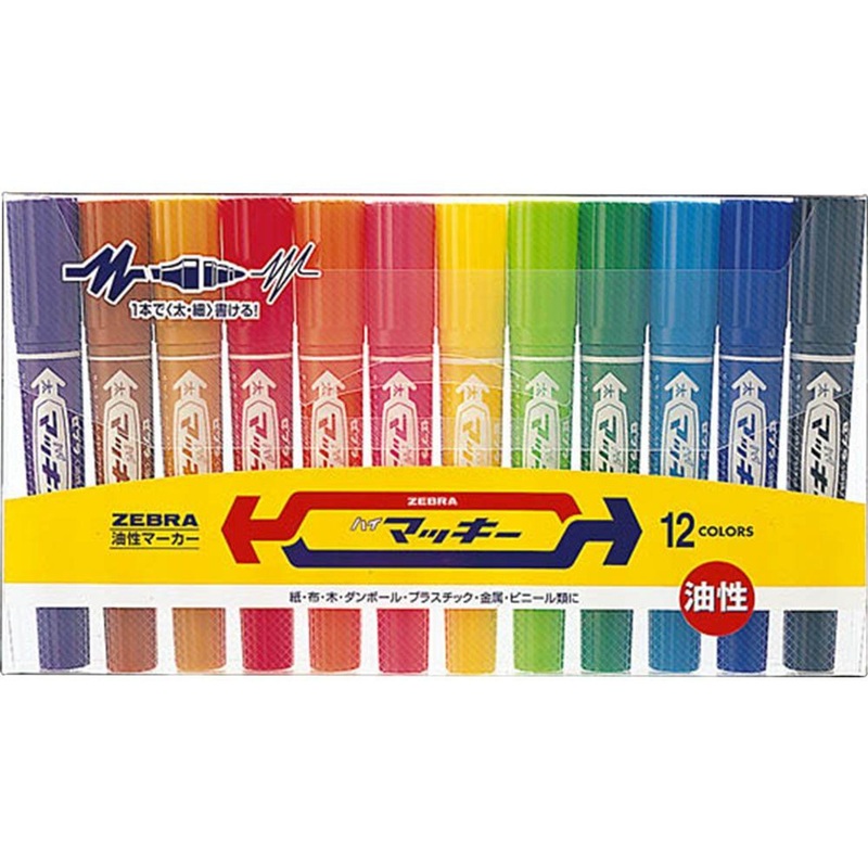 Zebra Oil Based Marker Hi Macky 12 Colors MC12C