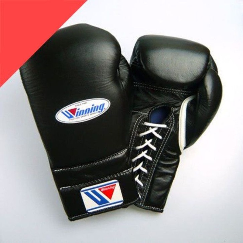 Winning Boxing Gloves MS-400 Lace Up Pro Type 12 oz Black (Made in Japan)