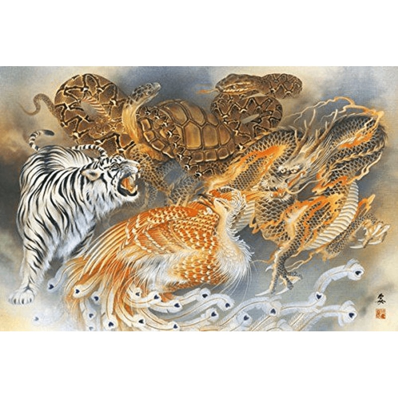 APPLEOne Jigsaw Puzzle 1000-764 Japanese Art Four Symbols (1000 Pieces)