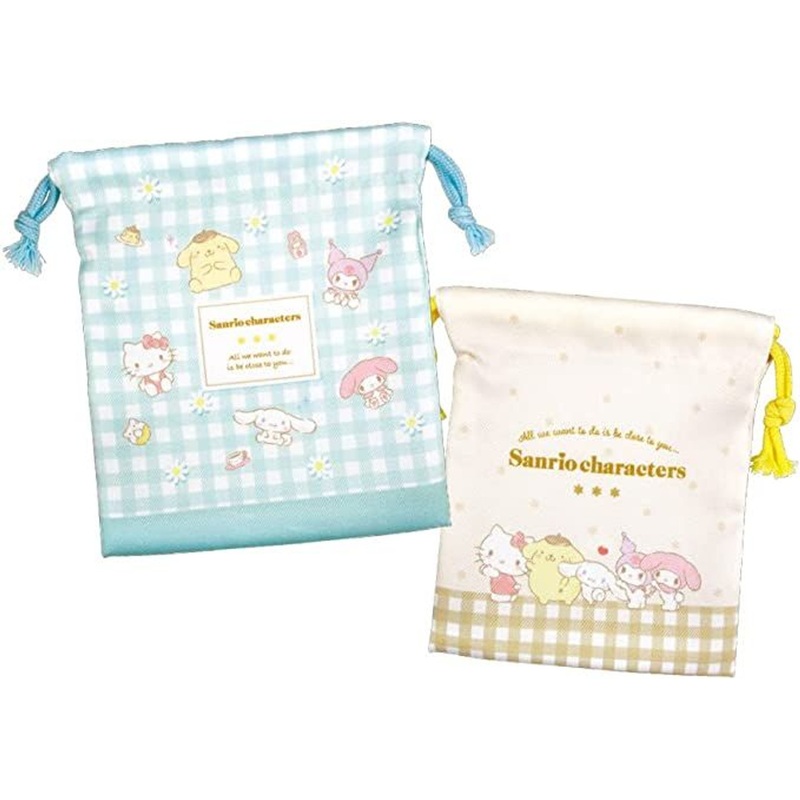 T’s Factory Sanrio Drawstring Bag Set of 2 Sanrio Characters Flower