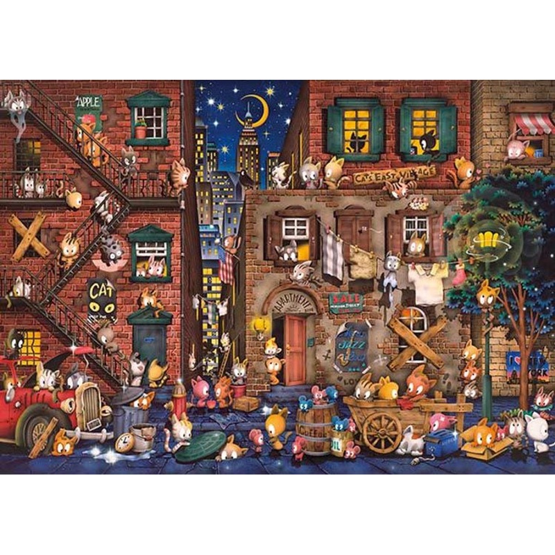Appleone 500-301 Jigsaw Puzzle Hideki Yoshioka Downtown Cats (500 Pieces)