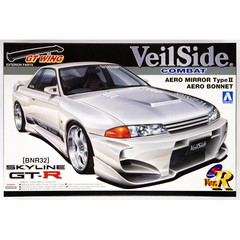 Aoshima 10167 Nissan Skyline GT-R VeilSide R32 Combat Aero Mirror Type II Aero Bonnet 1/24 Scale Kit