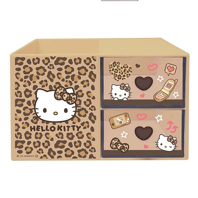Kcompany Plastic Chest With Pen Stand Kitty Leopard