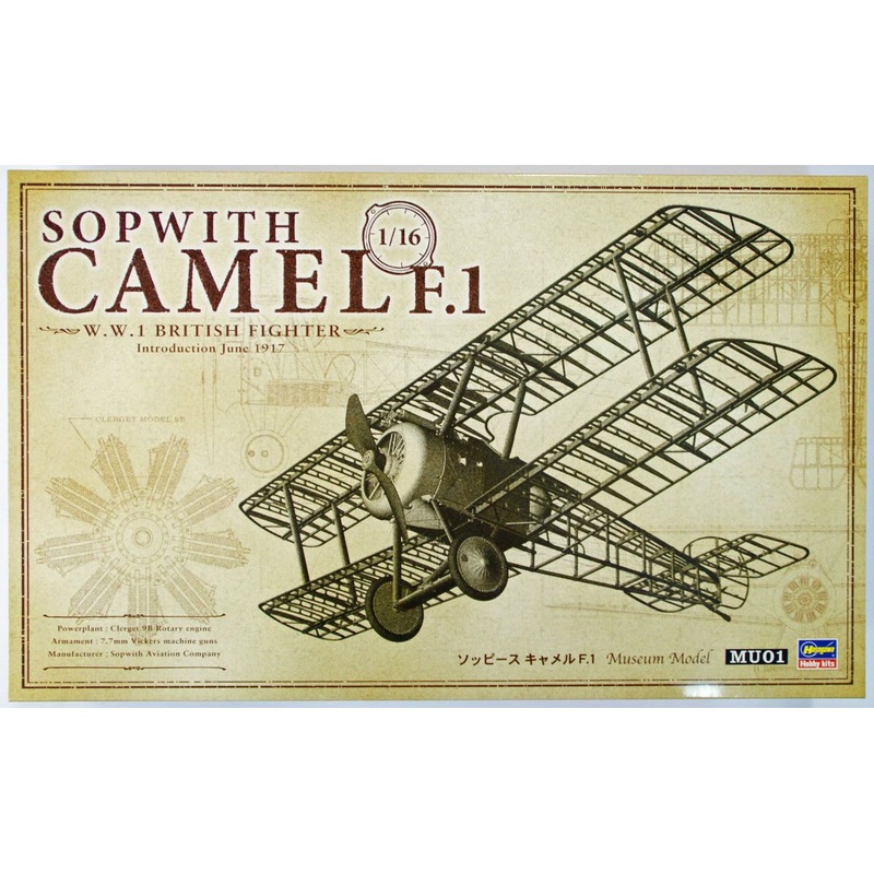 Hasegawa Museum Model 1/16 Sopwith Camel F.1 WW1 British Fighter Introduction June 1917 Plastic Model