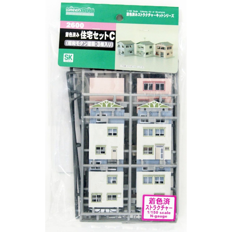 Greenmax 2600 House Set C (Showa Modern Architecture/ 3 Buildings) (N scale)