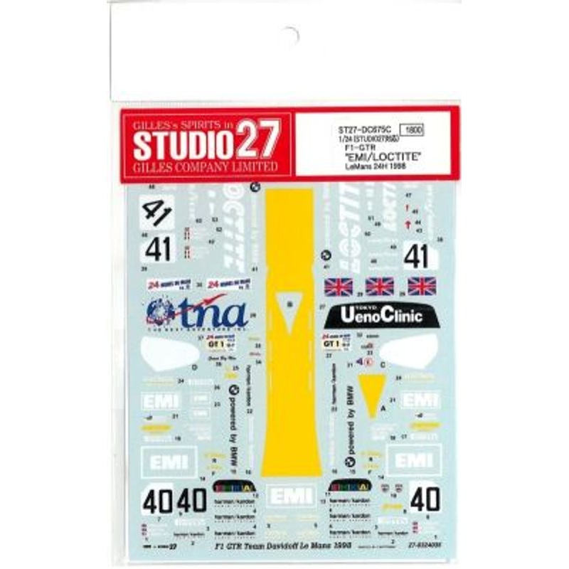 Studio27 ST27-DC675C McLaren F1-GTR Emi/Loctite LM 1998 Decal 1/24