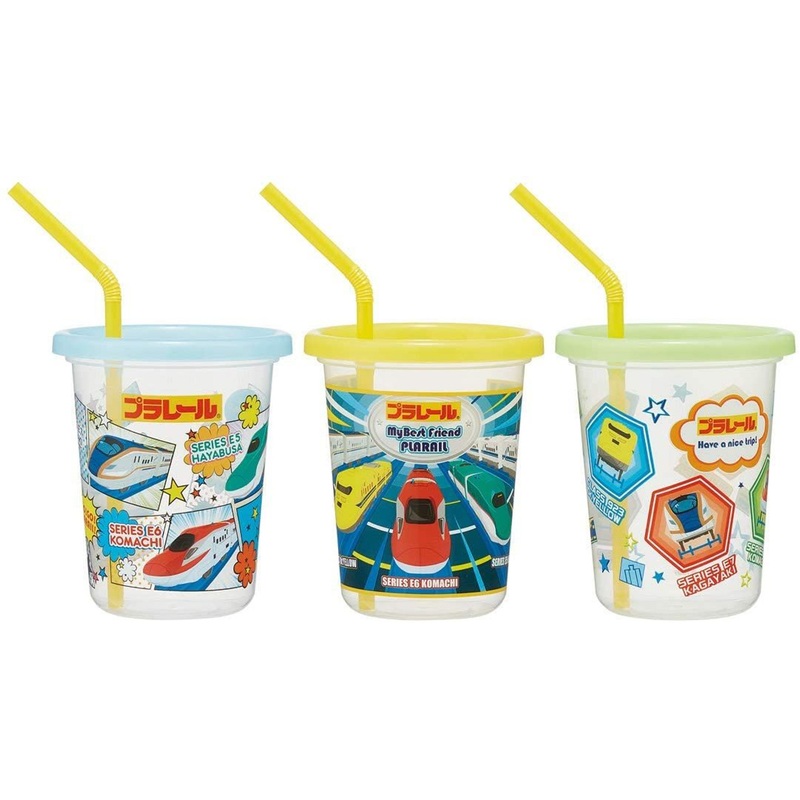 Skater Plarail Shinkansen Plastic Tumbler Set (3 pcs) 320ml With Straw