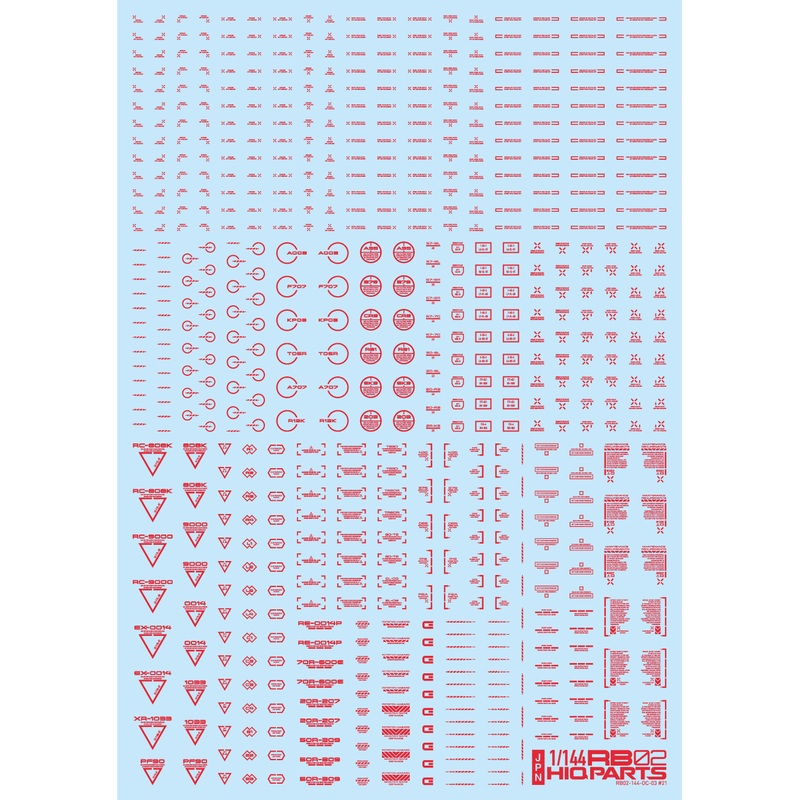 HiQparts 1/144 RB02 Caution Decal One Color Red